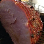 Baked Ham with Brown Sugar Mustard Glaze and Cranberry Sauce