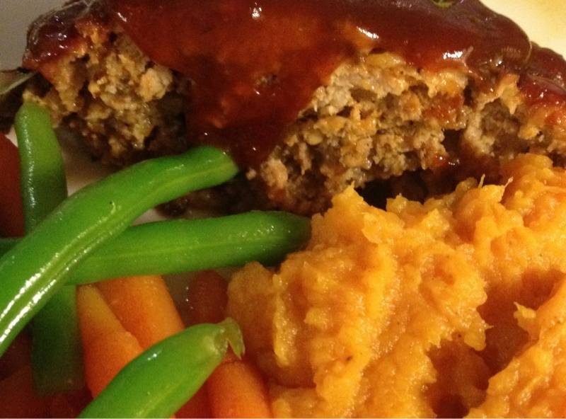 Marybeth's Knock-Your-Pants-Off Sweet and Spicy Glazed Buttermilk Meatloaf and Mashed Sweet Potatoes
