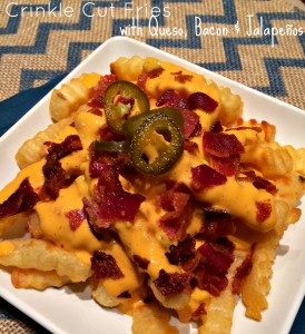 Crinkle Cut Fries with Queso, Bacon & Jalapeños