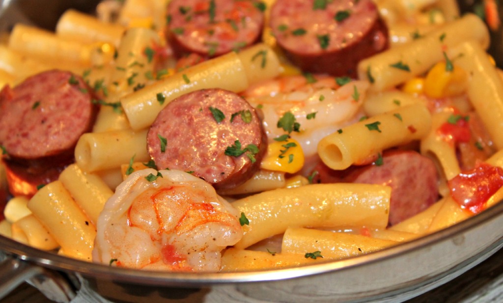Spicy Sausage and Shrimp Pasta