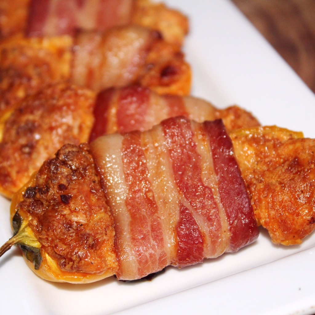 Chorizo Stuffed Bacon Wrapped Peppers addicted to recipes