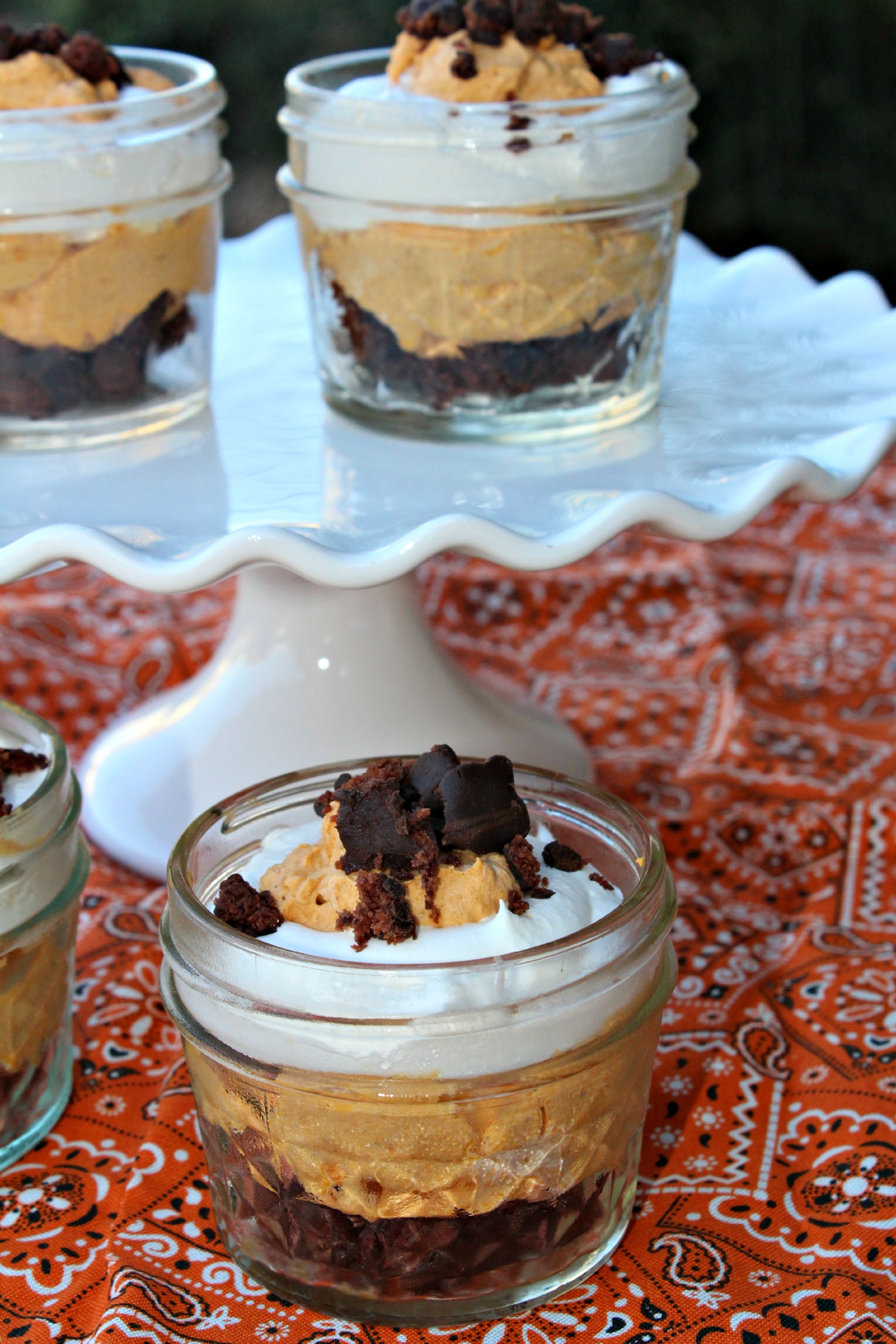 Pumpkin Mousse and Triple Chocolate Brownie Bliss Bites