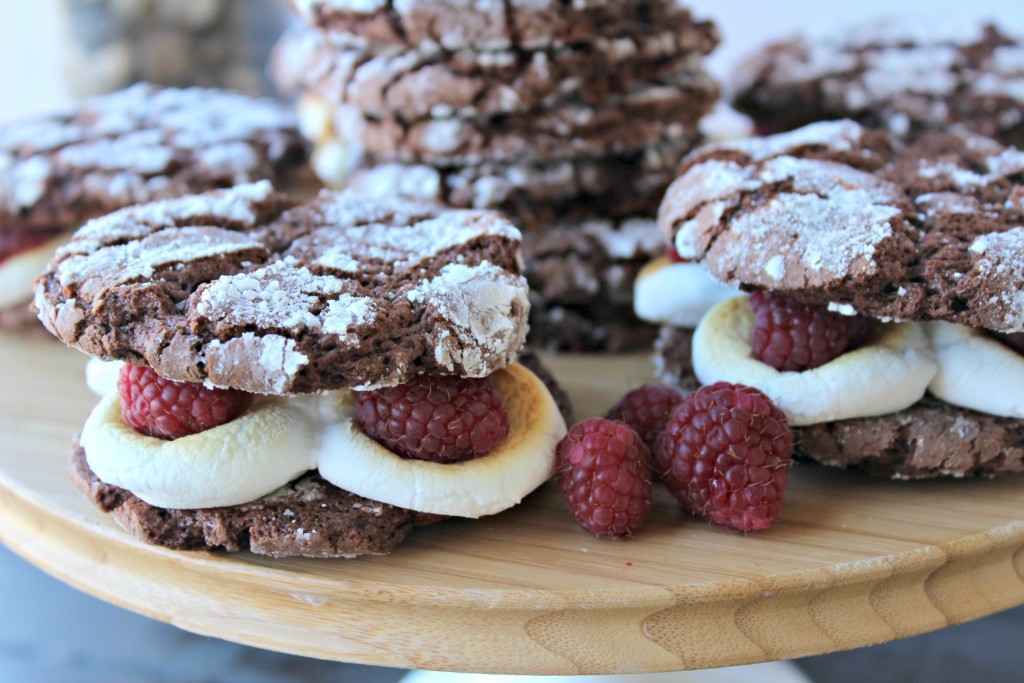 Chocolate Marshmallow Raspberry Whoopie Cookies addicted to recipes