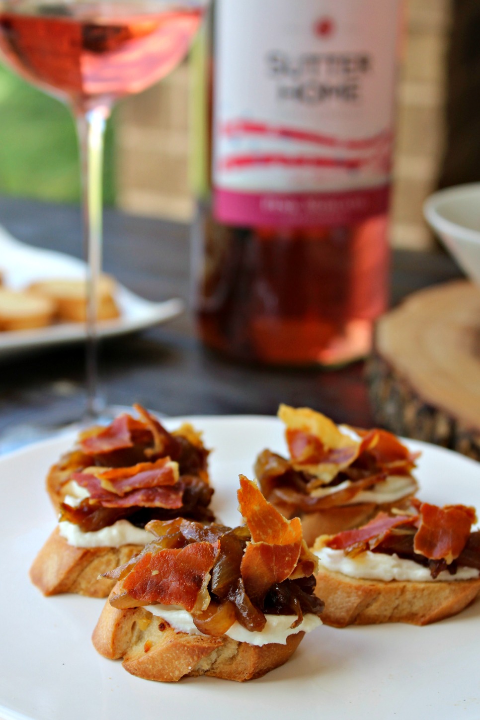 Caramelized Onions, Goat Cheese and Prosciutto Tapas