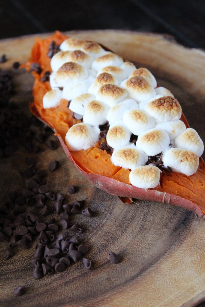 Sweet Potatoes with Chocolate Chips and Marshmallows