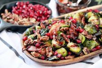 Pomegranate Molasses Brussel Sprouts with Bacon 