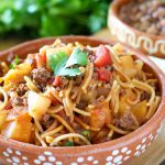 Fideo con Carne and Papas